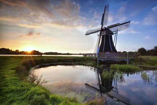 Một chiếc cối xay gió, biểu tượng của đất nước Hà Lan.