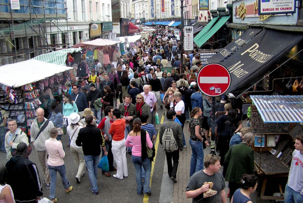Portobello Road Market in Notting Hill, London England