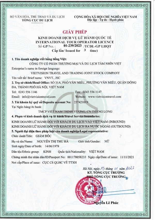 Giấy Phép Kinh Doanh Lữ Hành