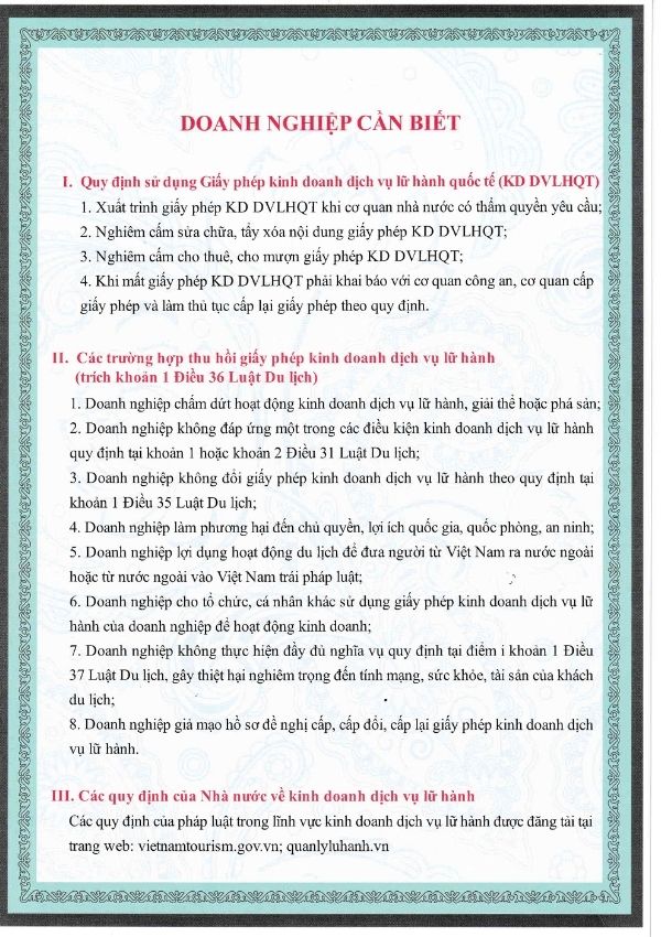 Giấy Phép Kinh Doanh Lữ Hành