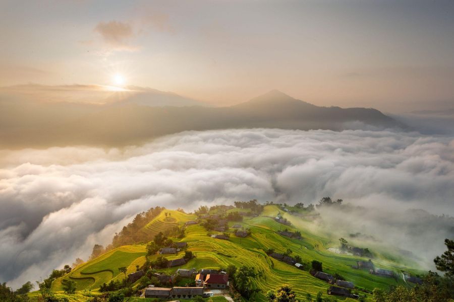 Toàn cảnh ruộng bậc thang Hoàng Su Phì mùa lúa chín